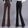 Foto Real de Pantalones Acampanados para Mujer, Pantalones Acampanados de Moda, Nuevos Pantalones de Lana de Cintura Alta para Otoño e Invierno, Adelgazantes y que Aumentan la Estatura