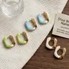 Brincos de Argola Pequenos Metálicos Brilhantes Minimalistas de Nicho Transfronteiriços Europeus e Americanos com Esmalte Colorido Estilo Festivo Brincos Dopamina para Mulheres