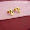 Nuevos pendientes chapados en oro para mujer, joyería de moda de gran venta, pendientes pequeños sencillos, una variedad de pendientes con estampado de flores, fábrica al por mayor