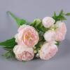 Rosa Philippos de 7 cabezas estilo coreano, Peonía de 7 cabezas, Flor de simulación, Hogar, Boda, Ramo de rosas, Peonía envuelta alrededor del tallo