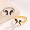 Anillo Abierto Mariposa de Comercio Electrónico Transfronterizo para Mujer, Moda Elegante con Estilo, Simple, Cobre Chapado en Oro, Circonita, Anillo de Dedo Índice con una Sola Mariposa
