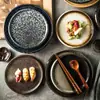 Plato Plano de Cerámica para Uso Doméstico Japonés Plato para Bistec Plato para Comida Occidental Plato para Pasta Plato Redondo para Sashimi Plato para Desayuno Vajilla para Restaurante Comercial