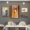 Pintura Decorativa Cálida Nórdica para Comedor Familiar Juego de Arte de Pared de Porcelana de Cristal Decoración de Pared de Aleación de Aluminio Estante de Hierro Colgante