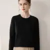 Suéter Cálido de Punto Fino Retro Retorcido Color Sólido Engrosado de Invierno Cuello Redondo 100% Cachemir Puro para Mujer