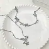 Colar Borboleta Azul Dupla Camada Moda Doce Nicho Versátil Temperamento Luxo Leve Simples