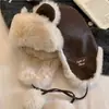 Gorro de Peluche con Orejas de Oso Lindo para Mujer Otoño/Invierno 2026, Protección para los Oídos para Ciclismo, Forro de Felpa, Engrosado, A Prueba de Frío, Gorro Lei Feng