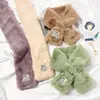 Bufanda Pequeña de Felpa de Conejo Rex con Etiqueta Gruesa Otoño e Invierno para Mujer Estilo Coreano Cálida de Borla Bufanda para Estudiante