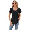 2024 Ropa de mujer transfronteriza de comercio exterior europeo y americano Amazon camiseta de manga corta jacquard con pliegues y cuello cuadrado hueco cola de golondrina transfronteriza Mujer