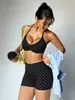 Conjunto de duas peças DFYNE alternativo sem costura de alta elasticidade em nylon com top halter e calça de cintura alta que levanta o bumbum para mulheres, conjunto de duas peças para yoga e esportes