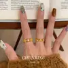 Anillo de Encaje con Flor de Iris Mediana FANTAI para Mujer, Lujo Ligero, Diseño de Nicho, Estilo de Corte, Anillo para Dedo Índice de Alto Sentido
