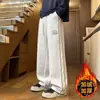 Calça Tie-dye Quente Masculina Estilo Outono/Inverno Plus Velvet Espessada Calça Esportiva Reta Solta Emagrecedora Streetwear Americano Casual
