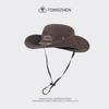 Estilo japonês com cordão protetor solar Chapéu de pescador para homens e mulheres Verão Fino Acampamento ao ar livre Caminhadas Pesca Chapéu Chapéu de cowboy ocidental