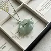 Colgante de Calcedonia Natural con Gelatina de Lichi, Alto Hielo, Nube Propicia, Colgante de Jade Ruyi, Ágata Fluorescente Tipo Hielo, Colgante de Candado Ruyi Hueco