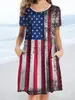 Ln1313 em Estoque Primavera/Verão 2025 Novo Moda Feminina Transfronteiriça Elegante Vestido de Comprimento Médio com Estampa de Manga Curta
