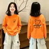 Camiseta de manga larga para niña, capa base, primavera y otoño 2026, nueva, 100% algodón, cuello redondo, para niños medianos y grandes, top casual holgado
