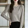 Nueva camiseta básica de punto de cuello redondo para mujer estilo coreano, suéter pullover ajustado de primavera al por mayor, forro polar Andy para mujer, transfronterizo 2025