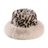 Amazon Europa Outono Inverno Novo Chapéu de Balde de Pele Falsa Pele de Raposa Pelo de Vison Patchwork Estampa de Leopardo Chapéu de Inverno Feminino