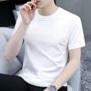 Camiseta Masculina de Manga Curta 2025 Nova Verão Cor Sólida Camiseta Branca Simples Manga Curta Camiseta Base Top Explosões Masculinas