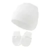 Comercio Exterior Otoño e Invierno Conjunto de Gorro y Guantes Anti-Rayaduras para Bebé Recién Nacido Gorro de Punto de Color Sólido Gorro para Bebé Suministros para Bebé