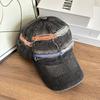 Gorra de Béisbol Lavada y Desgastada de Mezclilla Arcoíris Estilo Coreano para Primavera y Verano para Hombres y Mujeres, Gorra de Pico Trendy Desgastada para Padres e Hijos