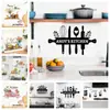 Decoración de Pared para Cocina y Restaurante Estilo Americano Transfronteriza Pegatinas de Pared Utensilios de Cocina Creativos Flores de Pan Pegatinas con Lema en Inglés