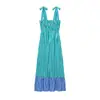 Ropa de mujer de comercio exterior, nuevo estilo de verano, moda europea y americana, vestido midi sin mangas a rayas simple y adelgazante