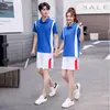 2024 nuevo traje deportivo de pantalones cortos transpirables para verano, traje de pareja con solapa de manga corta, ropa para grupo de actuación padre-hijo, venta al por mayor