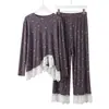 (Bunai VIP) Conjunto de pijama de três peças com design original para outono e inverno, com mangas compridas e calças compridas, moderno para mulheres, pode ser usado fora de casa