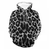 Sudadera con capucha de leopardo con cordón transfronteriza europea y americana, ajuste holgado, pullover de alta costura con estampado