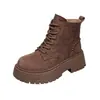 Moda Motociclista Suela Gruesa Puntera de Acero Estilo Otoño/Invierno Botas para Mujer Botines Nuevos Botas Individuales 2026