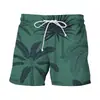 Pantalones de Playa de Verano Hoja de Plátano Impresión Digital 3D Pantalones de Playa Casuales Modernos Shorts para Hombre