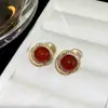 Brincos Sem Furo, Novo Estilo Outono e Inverno, Brincos Vermelhos Ancola, Brincos Vermelhos de Ano Novo, Presilhas de Orelha da Moda, Toque de Luxo Leve e de Alta Qualidade