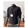 Camiseta de Manga Larga para Hombre Estilo Americano INS Retro Nueva Otoño Patrón de Olas Top para Exteriores Negro Camiseta Pesada 250g