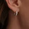 Super Brillantes Zirconia Hueso de Serpiente Ear Cuff Círculos Nudo de Bambú Pendientes Estilo Comercio Exterior de Amazon Cuadrados Simples Atmosféricos Pendientes de Botón Ear Cuffs
