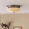 Lámpara de techo de dormitorio de estilo antiguo medio, estilo crema francés, lámpara retro para dormitorio principal, nueva lámpara de estudio de vidrio con forma de tarta de huevo.