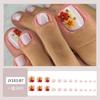 Coleção de Verão de Vários Designs de Unhas dos Pés, Unhas Postiças Francesas Color-Blocking em Cores Frutadas, Adesivos de Unha Prontos, Arte de Unha para Atacado