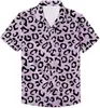 Camisa de Manga Curta Estilo Japonês Personalizada Estampa de Leopardo Manga Curta Impressão Digital Masculina Toque de Alto Padrão Camisa Não Amassa Elástica em Quatro Direções Masculina