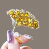 Broche de Ginkgo con Diamantes Completos para Mujer, Pin de Solapa de Lujo de Alta Gama, Accesorio de Ropa, Hebilla de Cinturón, Broche, Ramillete de Alta Gama