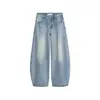Jeans Bordados de Bolsillo Retro Americano Tendencia Nuevo Holgado de Cintura Alta Adelgazantes de Pierna Ancha Pantalones Largos hasta el Suelo Pantalones de Sable
