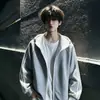 Sudadera con capucha de punto de rayas americanas de color contrastante para hombre, Otoño, peso pesado, hombro normal, estilo chaqueta, marca de moda, chaqueta con capucha