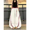 Direto do fabricante: Calças Jogger Estilo Americano com Cintura Dupla e Design Curvo, Calças Largas de Retalhos Listrados Unisex Soltas, Modernas