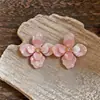Pendientes de flor de acrílico con aguja de plata, estilo vacación en la playa, pendientes de moda y dulces, pendientes de nicho de alta gama para mujer