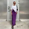 Ropa Europea y Americana para Mujer Primavera y Verano Elegante Dama Alta Gama Satín Imitación Seda Multicolor Venta al por Mayor Falda Falda Larga