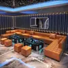 Juego de Sofá y Mesa de Café para KTV, Cabina de Bar, Discoteca, Sala de Fiestas, Sala Privada, Sofá en Forma de U y en Forma de L