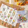 Adesivos florais românticos em estilo vintage para scrapbooking, decoração DIY e arte em colagem, apresentando uma variedade de flores e plantas