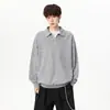 Sudadera de Otoño 2026 Nueva para Hombre con Media Cremallera, Estilo Callejero Americano Casual Holgado, Camiseta de Manga Larga Estilo Old Money