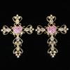 Acessórios de liga metálica com cruz de diamante rosa cravejada de diamantes, capa de celular DIY, material de beleza, acessórios de fivela para decoração de saída de ar do carro