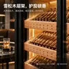 Armário de Exibição para Charutos Frios de Carvalho Temperatura e Umidade Constantes Refrigerado Madeira de Cedro Armário Umidificador de Chá Armário para Vinho Tinto Sala de Charutos