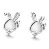 Lindos Aretes de Hilo de Piedra Ojo de Gato de Conejo para Mujer de Plata de Ley 925 Nueva Moda Clavo de Hélice Joyería de Oreja de Personalidad