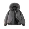 Chaqueta Acolchada de Algodón Nueva de Invierno Estilo Americano Nuevo con Capucha para Hombre Cuello Grueso de Piel Parka Gruesa Cálida Holgada Ropa de Trabajo Chaqueta Casual